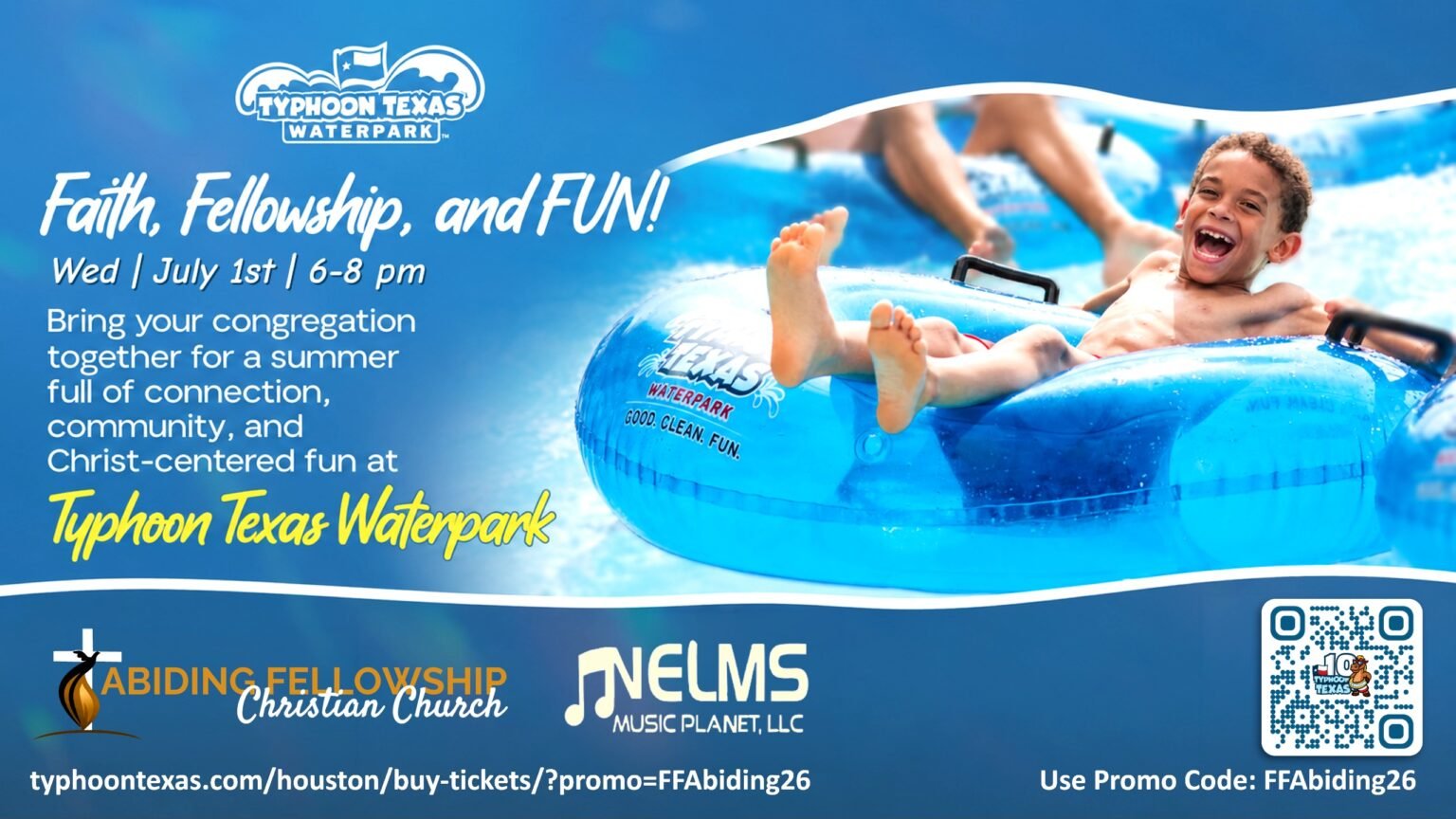 Nelms Music Planet and Abiding Fellowship Christian Church Partner for Special Faith, Fellowship and Fun Event at Typhoon Texas Waterpark